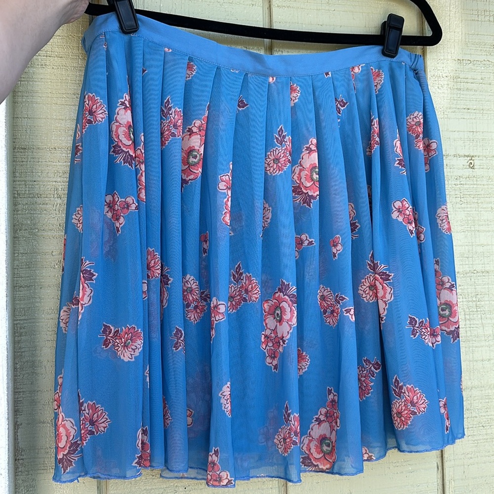 Free People Floral mesh Blue Flowy boho Skirt Size XL